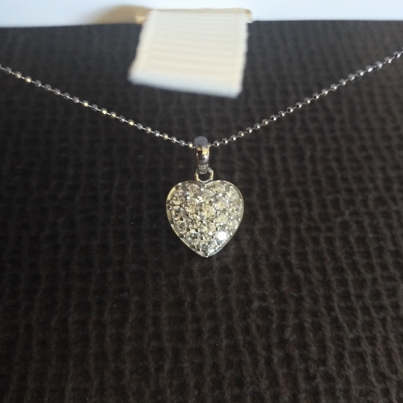 Ava Ro🚣 Silver Pave Heart❤ Pendant Necklace - NIB - Picture 2 of 15
